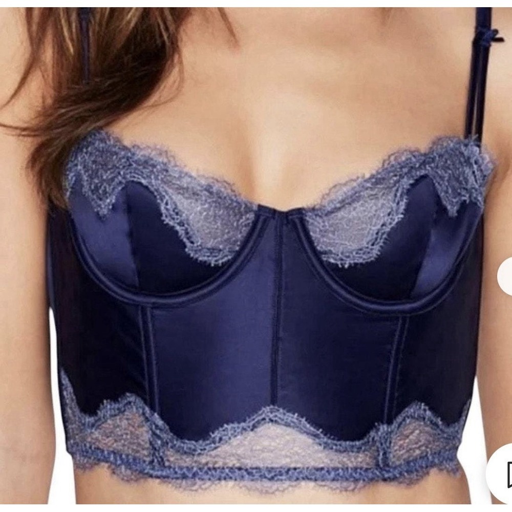 Victoria's Secret Dream Angels Long Line Balconet Bustier Bra  Blue Sz 38DDD NWT